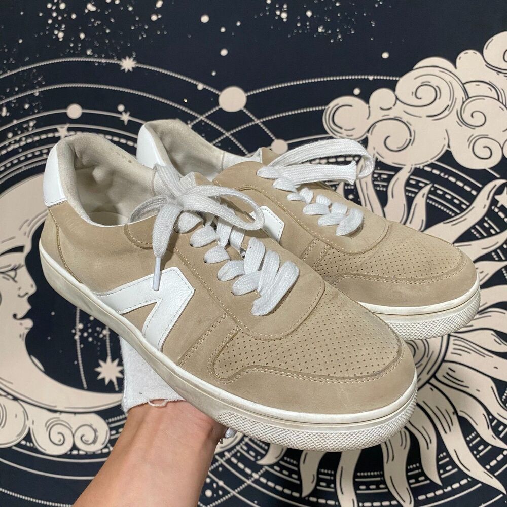 Mia Alisa GS1369705 Sneaker Shoes Men's 7.5M Beige Leather Lace-Up Round Toe